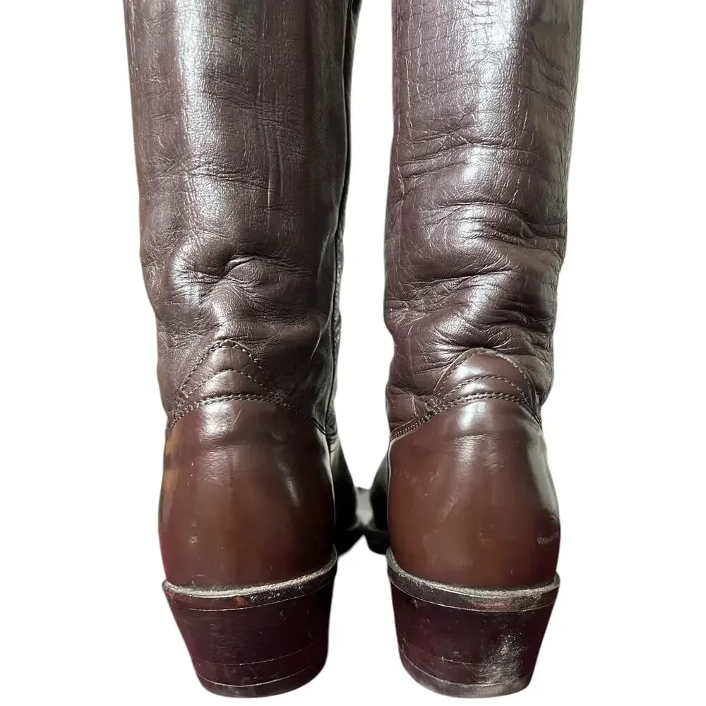 Vintage 70s Frye Brown Leather Tall Riding Boots Made in USA Men’s 7D